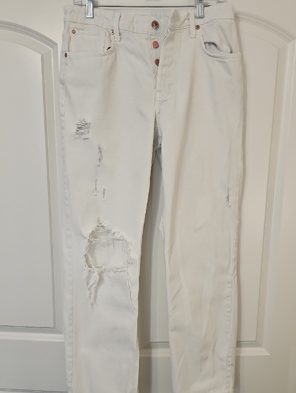 &Denim 90's Boyfriend High Waist Jeans in Off-White